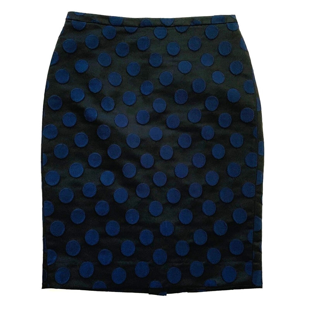 NWOT J Crew Polka Dot Brocade‎ Jacquard Pencil Skirt Black Blue sz 2  0